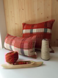 Image 4 of Madder wool cushion rectangle 20x50 naturally dyed pillow