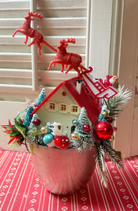 Vintage Pewter Cup with German House and Christmas Joy