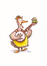 Image 1 of Banjo Duck and Harmonica Frog 5x7