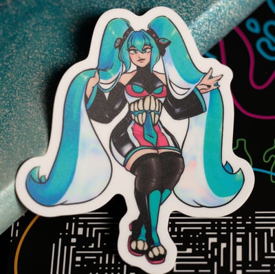 Image of Hatsune Miku Vinyl Sticker - Sitting