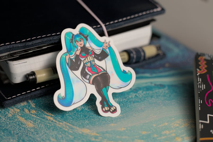 Image of Hatsune Miku Vinyl Sticker - Sitting