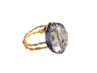 Image 1 of LIGHT BLUE OVAL ADJUSTABLE WIRE WRAP RING (ITEM #2555)