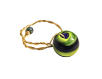 Image 1 of GREEN, BLUE, AND YELLOW ROUND BEAD ADJUSTABLE WIRE WRAP RING (ITEM #2556)