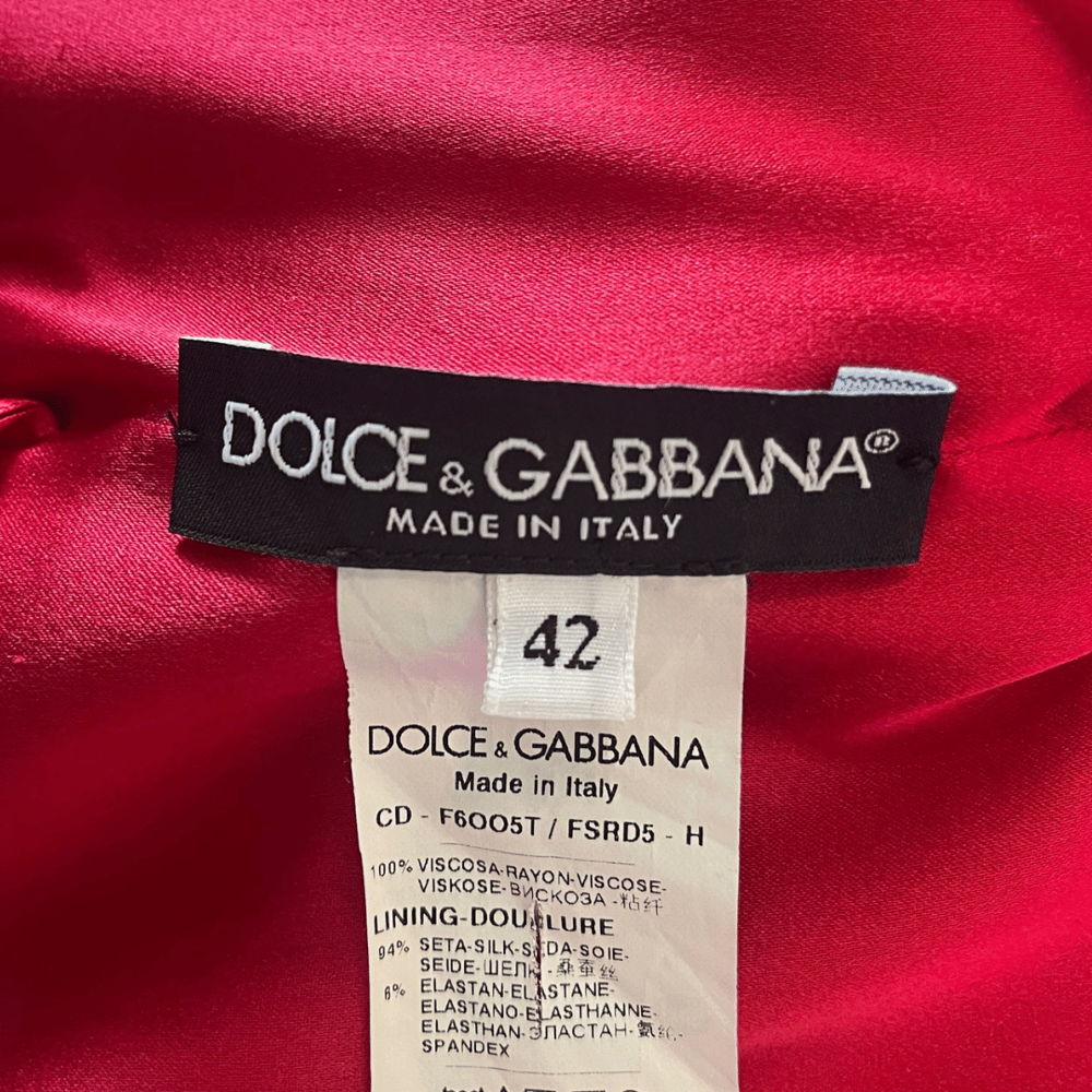 Image of DOLCE & GABBANA RED POLKA DOT MIDI DRESS