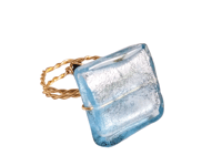 Image 1 of LIGHT BLUE SQUARE ADJUSTABLE WIRE WRAP RING (ITEM #2558)