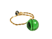 Image 1 of LEAF GREEN ROUND BEAD ADJUSTABLE WIRE WRAP RING (ITEM #2553)