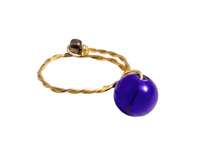 Image 1 of COBALT BLUE ROUND BEAD ADJUSTABLE WIRE WRAP RING (ITEM #2551)