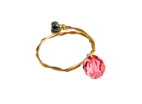 Image 1 of LEMONADE PINK ROUND BEAD ADJUSTABLE WIRE WRAP RING (ITEM #2552)