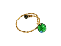 Image 1 of FOREST GREEN ROUND BEAD ADJUSTABLE WIRE WRAP RING (ITEM #2550)
