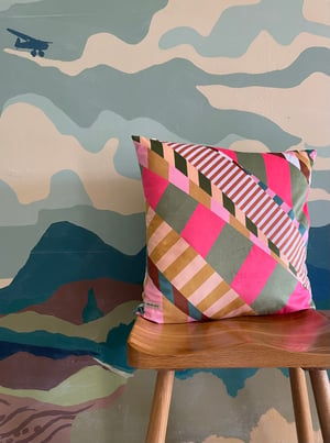 Image of NEW Aviator Stripe Pink Cushion