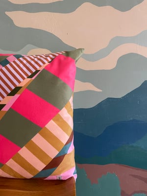 Image of NEW Aviator Stripe Pink Cushion