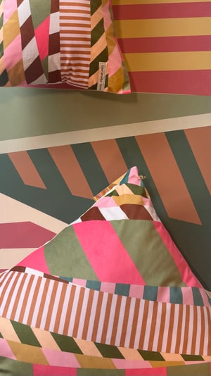 Image of NEW Aviator Stripe Pink Cushion