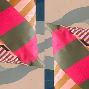 Image of NEW Aviator Stripe Pink Cushion