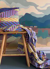 Image 2 of NEW Aviator Stripe Blue Velvet Cushion