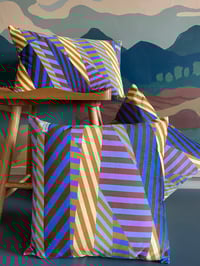 Image 5 of NEW Aviator Stripe Blue Velvet Cushion