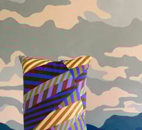 Image 3 of NEW Aviator Stripe Blue Velvet Bolster