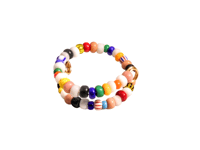 Image 1 of RAINBOW MULTICOLOR BEADED WIRE WRAP RING (ITEM #2547)