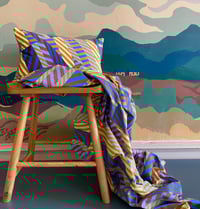 Image 1 of NEW Aviator Stripe Blue Velvet Bolster