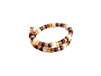 Image 1 of YELLOW, AUBURN, WHITE, AND OLIVE MULTICOLOR BEADED WIRE WRAP RING (ITEM #2546)