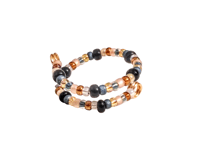 Image 1 of AUBURN, BLUE, WHITE, AND BLACK MULTICOLOR BEADED WIRE WRAP RING (ITEM #2545)