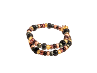Image 1 of BURGUNDY, AUBURN, YELLOW, OLIVE, AND BLACK MULTICOLOR BEADED WIRE WRAP RING (ITEM #2542)