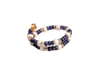 Image 1 of NAVY BLUE AND WHITE BEADED WIRE WRAP RING (ITEM #2541)