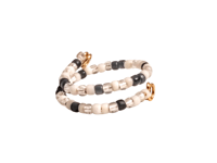 Image 1 of BLACK AND WHITE BEADED WIRE WRAP RING (ITEM #2540)