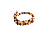 Image 1 of YELLOW, AUBURN, BURGUNDY, AND OLIVE GREEN MULTICOLOR BEADED WIRE WRAP RING (ITEM #2539)
