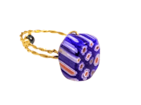 Image 1 of RED, WHITE, AND BLUE FLORAL MULTICOLOR ADJUSTABLE WIRE WRAP RING (ITEM #2563)