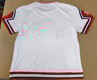 Image 2 of White and Red Détis Kinore "Mesh" Shooting Shirt and Shorts