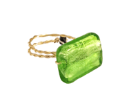 Image 1 of LIME GREEN RECTANGULAR ADJUSTABLE WIRE WRAP RING (ITEM #2564)