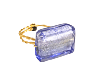 Image 1 of LIGHT BLUE RECTANGULAR ADJUSTABLE WIRE WRAP RING (ITEM #2561)