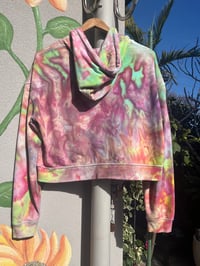 Image 2 of Ice dyed women’s cropped tie dye hoodie size L