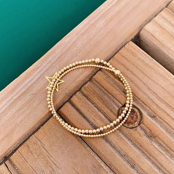 Image of Gold Double Star Connector Bracelet 