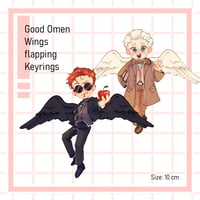 Image 3 of [Pre-order] Wings flapping Keyrings - Good Omens