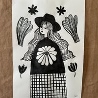 Image 2 of ORIGINAL INK PAINTING - FLOWER GIRL