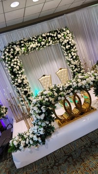 Image 3 of Green / white flower backdrop square arch only  8ft x 8ft 