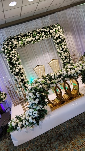 Image of Green / white flower backdrop square arch only  8ft x 8ft 