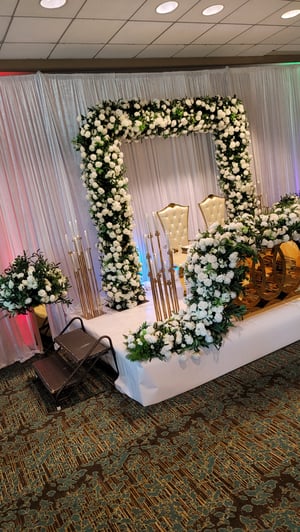Image of Green / white flower backdrop square arch only  8ft x 8ft 