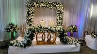 Image 1 of Green / white flower backdrop square arch only  8ft x 8ft 