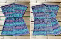 Image 4 of Crochet Floral Kimono in Blue, Purple and Pink Colors, Oversized for M/L