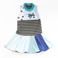 Image 1 of stars and shrooms blues 6/7 courtneycourtney twirly twirl tank sleeveless dress mushrooms
