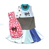 Image 5 of stars and shrooms blues 6/7 courtneycourtney twirly twirl tank sleeveless dress mushrooms