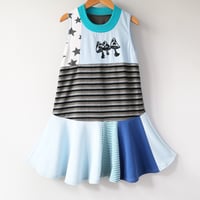 Image 3 of stars and shrooms blues 6/7 courtneycourtney twirly twirl tank sleeveless dress mushrooms