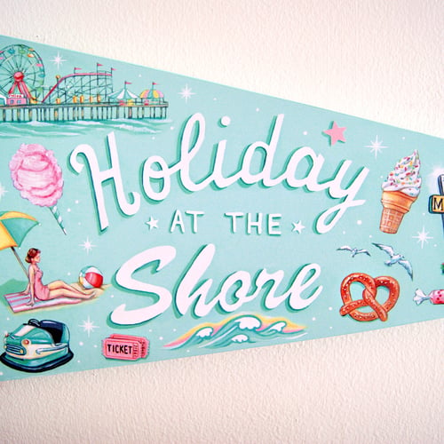 Image of Holiday at the Shore pennant (wood plaque)