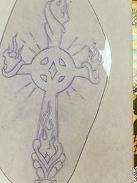 Image 2 of Celtic Cross Acetate by Rollo 6” Tattoo Stencil Design flash Mike Malone