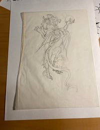 Image 2 of ART -Lance McClain Original Art- Signed Tattoo Drawing for flash 1990s: Dragon dagger
