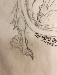 Image 3 of ART -Lance McClain Original Art- Signed Tattoo Drawing for flash 1990s: Dragon dagger