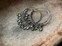 Image 9 of Aquamarine Sterling Silver Hoops / n496