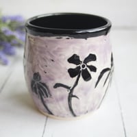 Image 4 of Sgraffito Wild Flower Mug, Hand Carved Botanical Design Specialty Art Mug, Made in USA